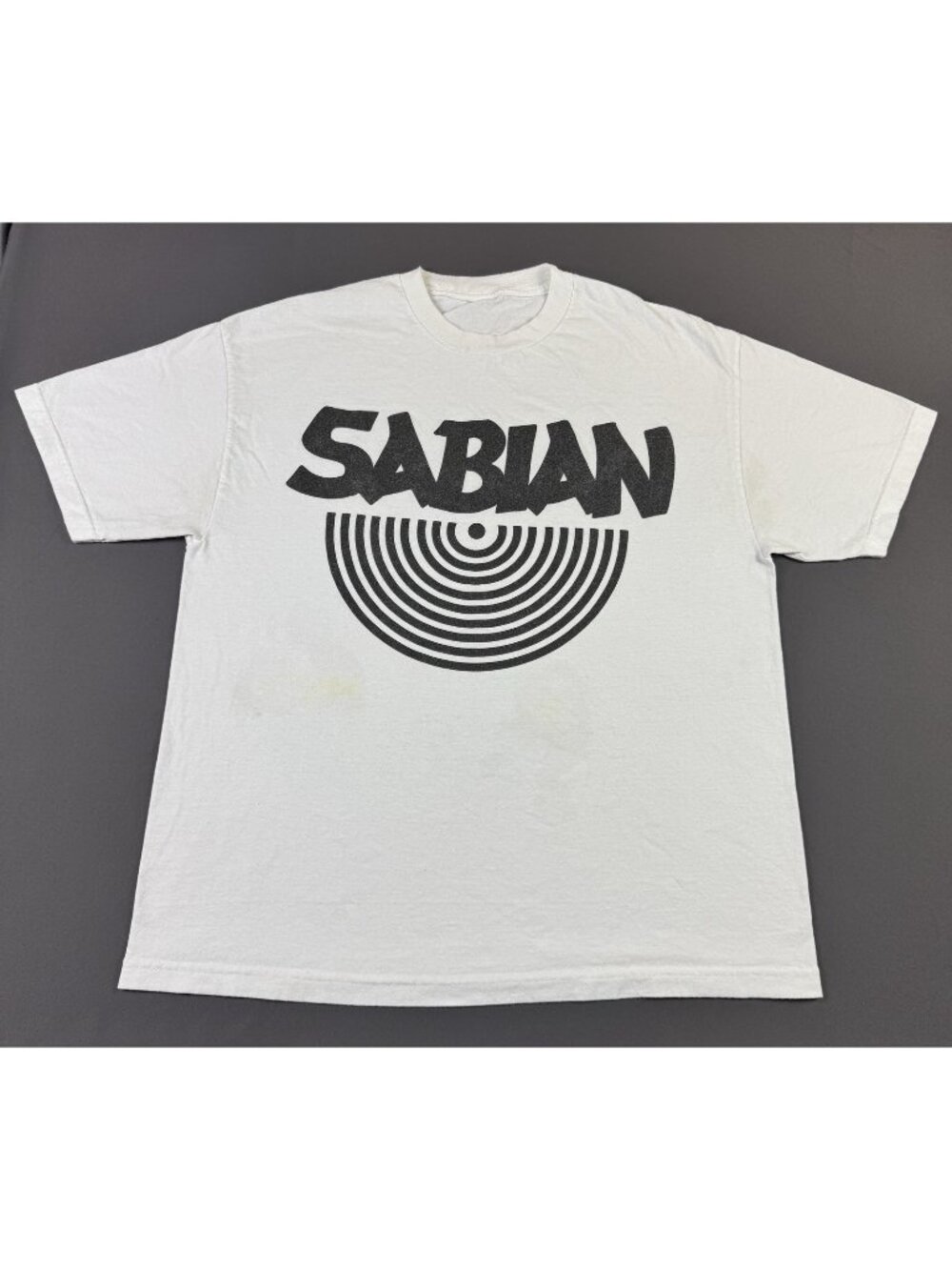 Rare Vintage Y2K Sabian Cymbals Logo Music Band Drums White Promo Shirt Fit XL